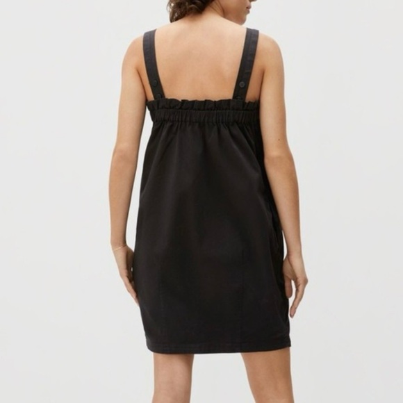 Everlane Womens Organic Cotton Paperbag Dress Sz Small Black Pockets Minimalist - Picture 3 of 13